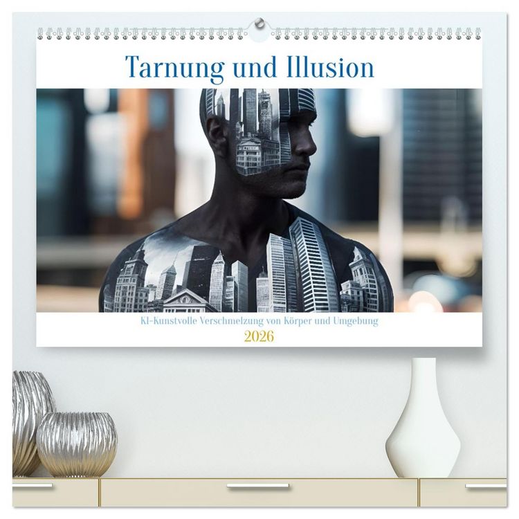 Produktbild: Tarnung und Illusion KI-Kunstvolle Verschmelzung von K&ouml;rper und Umgebung (hochwertiger Premium Wandkalender 2026 DIN A2 quer), Kunstdruck in Hochglanz