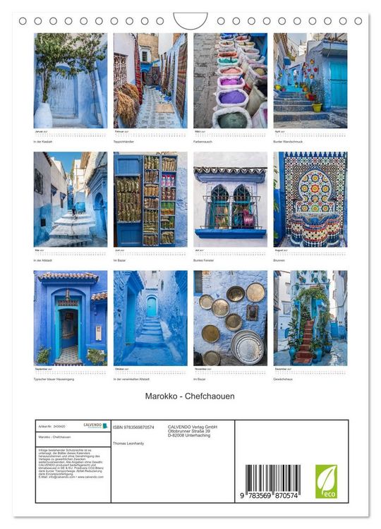 Produktbild: Marokko - Chefchaouen (Wandkalender 2027 DIN A4 hoch), CALVENDO Monatskalender