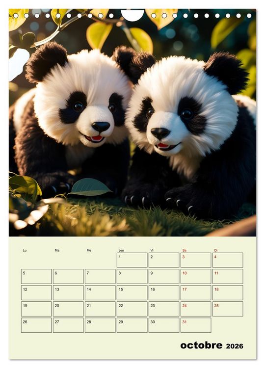 Produktbild: Les pandas rigolos - Une ann&eacute;e de douceur et de rires (Calendrier mural 2026 DIN A4 horizontal), CALVENDO calendrier mensuel