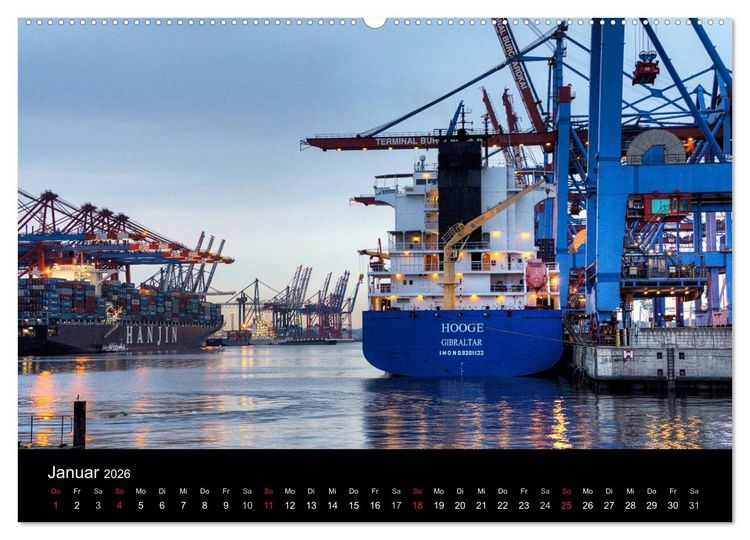 Produktbild: Hamburger Hafen (hochwertiger Premium Wandkalender 2026 DIN A2 quer), Kunstdruck in Hochglanz