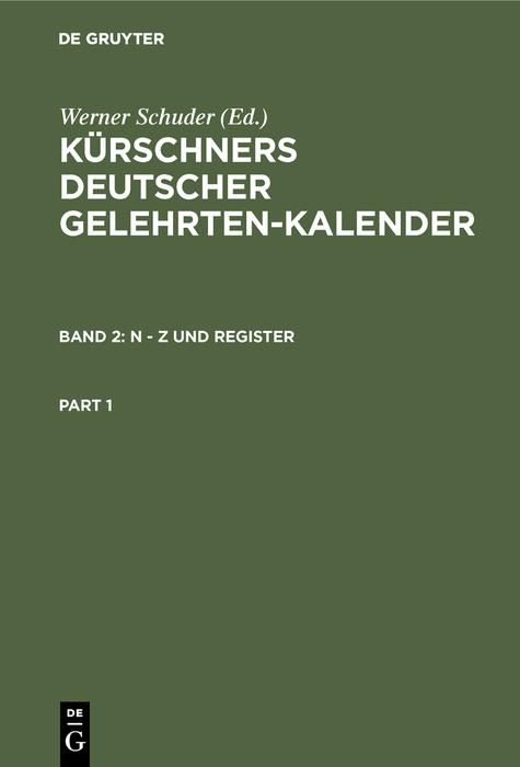 Produktbild: N - Z und Register
