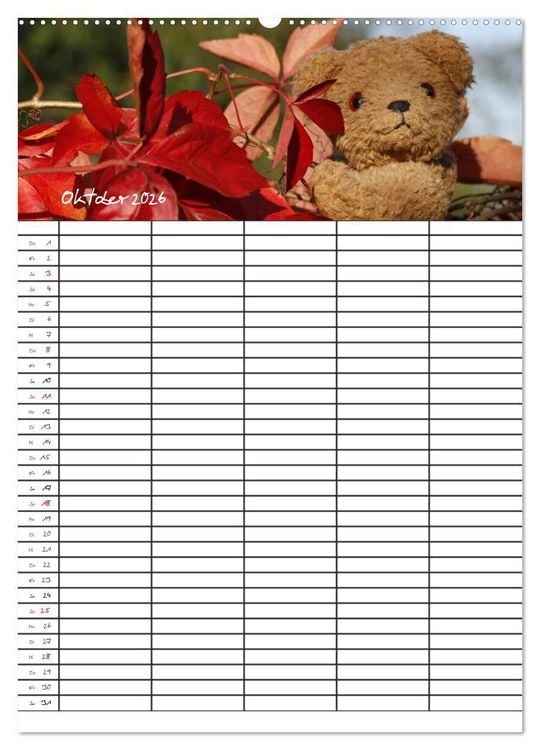 Produktbild: Der Teddyb&auml;ren-Familienplaner (Wandkalender 2026 DIN A2 hoch), CALVENDO Monatskalender