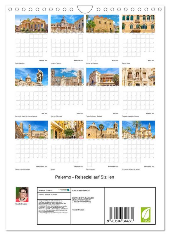 Produktbild: Palermo - Reiseziel auf Sizilien (Wandkalender 2026 DIN A4 hoch), CALVENDO Monatskalender