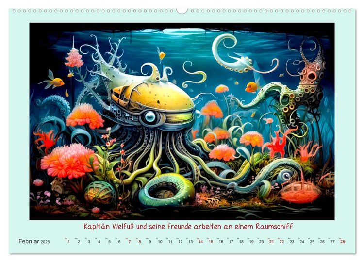 Produktbild: Die freundlichen Tiesee Cyborgs (hochwertiger Premium Wandkalender 2026 DIN A2 quer), Kunstdruck in Hochglanz