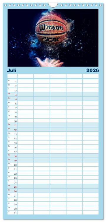 Produktbild: Familienplaner 2026 - Basketball extrem mit 5 Spalten (Wandkalender, 21 x 45 cm) CALVENDO