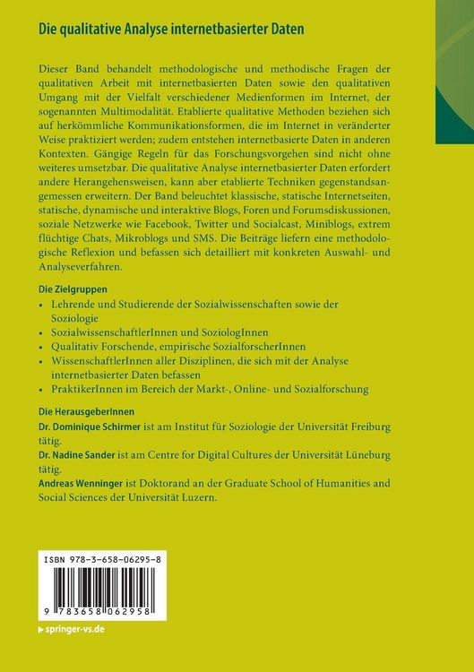 Produktbild: Die qualitative Analyse internetbasierter Daten