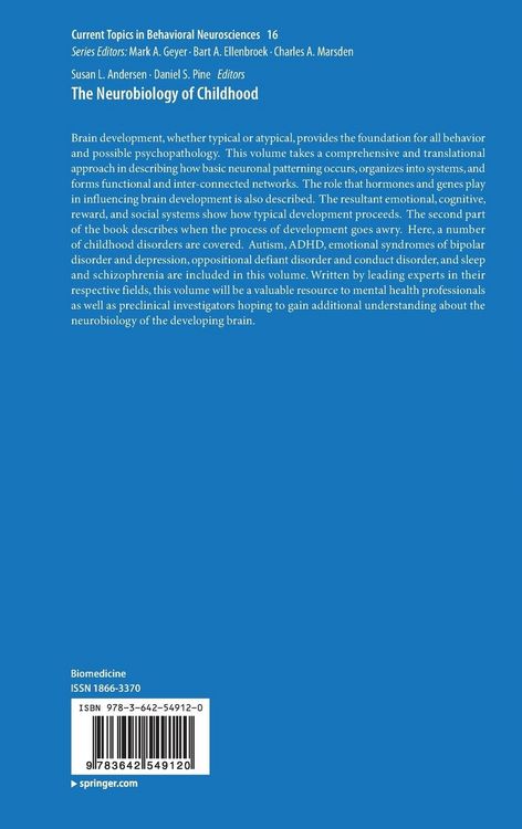Produktbild: The Neurobiology of Childhood