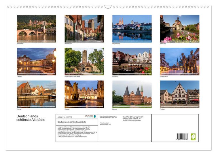 Produktbild: Deutschlands sch&ouml;nste Altst&auml;dte (Wandkalender 2026 DIN A2 quer), CALVENDO Monatskalender
