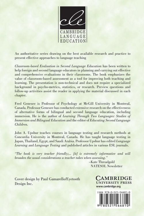 Produktbild: Classroom-Based Evaluation in Second Language Education