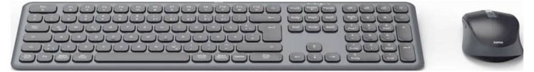 Produktbild: Hama Multi-Device-Tastatur-Maus-Set "WKM-550", kabellos, Funk/BT, SW, QWERTZ DE Kabellos Tastatur, Maus-Set Deutsch, QWERTZ Schwarz