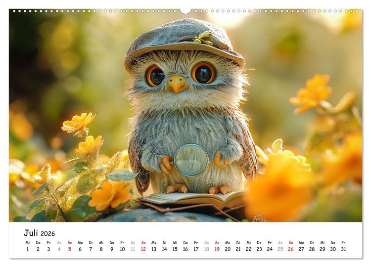 Produktbild: Eulen im Wald - Die geheimen Jobs und Aufgaben (Wandkalender 2026 DIN A2 quer), CALVENDO Monatskalender