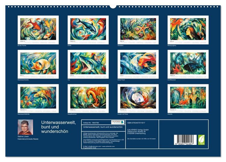 Produktbild: Unterwasserwelt, bunt und wundersch&ouml;n (hochwertiger Premium Wandkalender 2026 DIN A2 quer), Kunstdruck in Hochglanz
