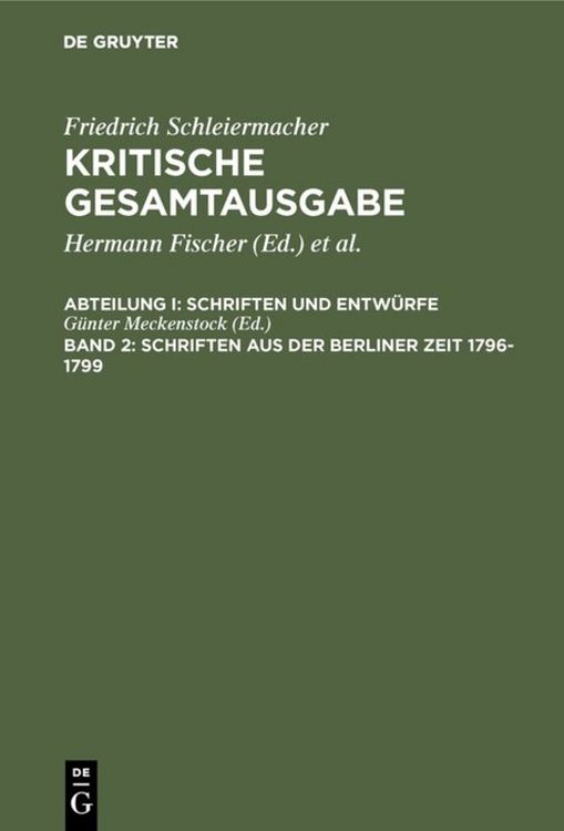 Produktbild: Schriften aus der Berliner Zeit 1796-1799