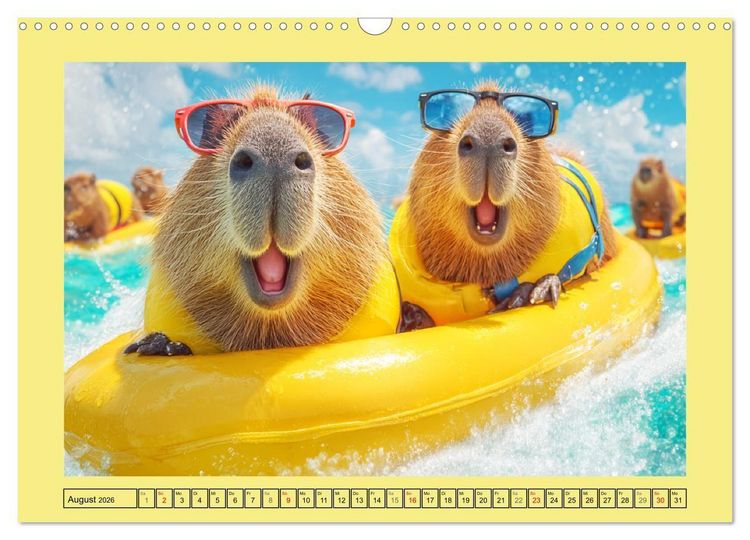 Produktbild: Capybaras on Tour. Wasserschweine als Weltenbummler (Wandkalender 2026 DIN A3 quer), CALVENDO Monatskalender