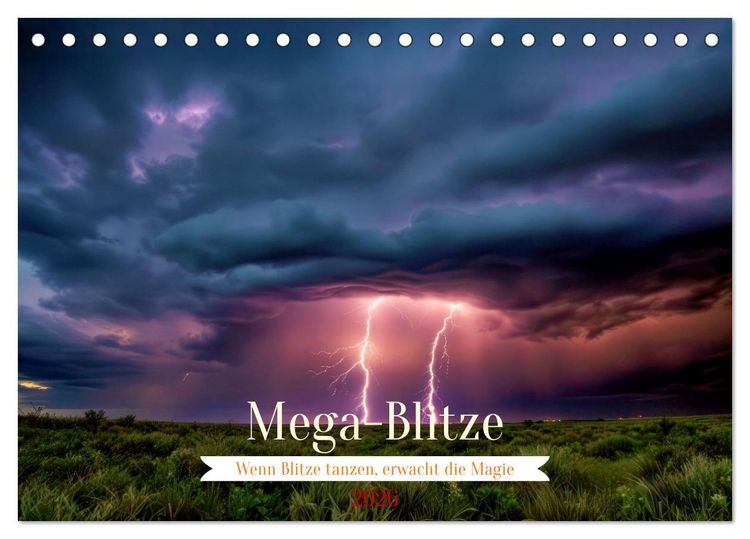 Produktbild: Mega-Blitze (Tischkalender 2026 DIN A5 quer), CALVENDO Monatskalender
