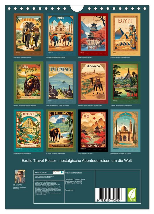 Produktbild: Exotic Travel Poster - nostalgische Abenteuerreisen um die Welt (Wandkalender 2026 DIN A4 hoch), CALVENDO Monatskalender