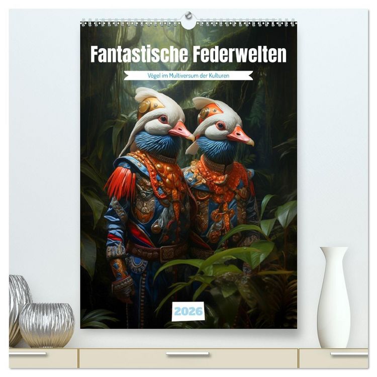 Produktbild: Fantastische Federwelten (hochwertiger Premium Wandkalender 2026 DIN A2 hoch), Kunstdruck in Hochglanz
