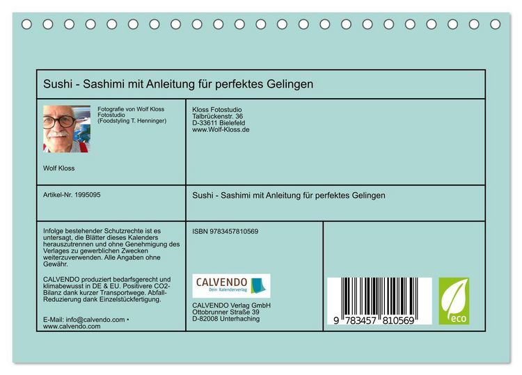 Produktbild: Sushi - Sashimi mit Anleitung f&uuml;r perfektes Gelingen (Tischkalender 2026 DIN A5 quer), CALVENDO Monatskalender