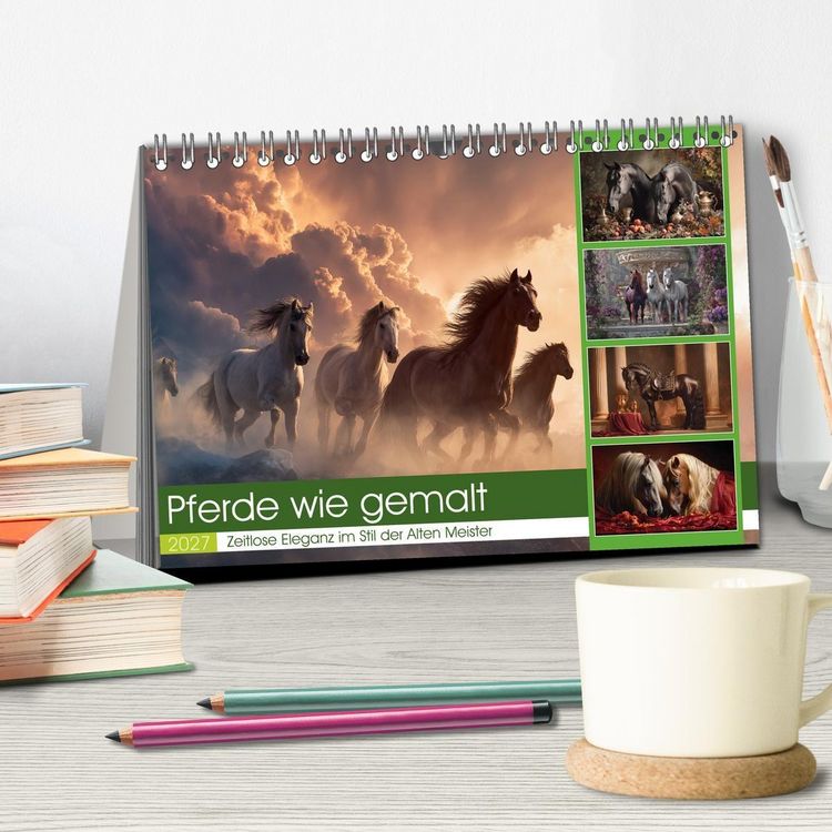 Produktbild: Pferde wie gemalt (Tischkalender 2027 DIN A5 quer), CALVENDO Monatskalender