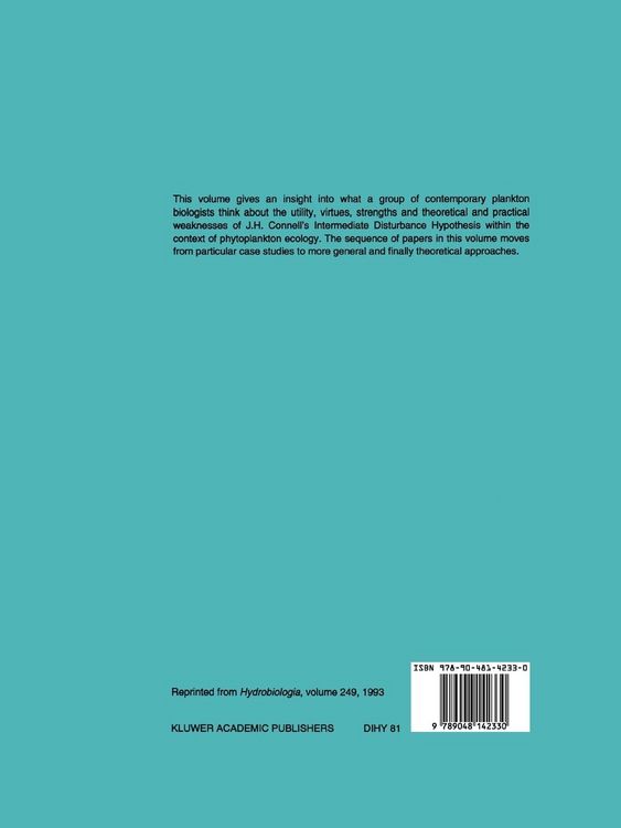 Produktbild: Intermediate Disturbance Hypothesis in Phytoplankton Ecology