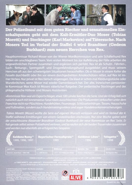 Produktbild: Kommissar Rex - Moser Komplettbox (Alle 4 Staffeln mit Tobias Moretti) (12 DVDs) (Fernsehjuwelen)