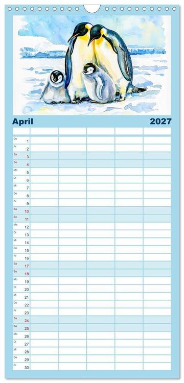 Produktbild: Familienplaner 2027 - Eisige Polarkreise - Faszination der polaren Tierwelt mit 5 Spalten (Wandkalender, 21 x 45 cm) CALVENDO
