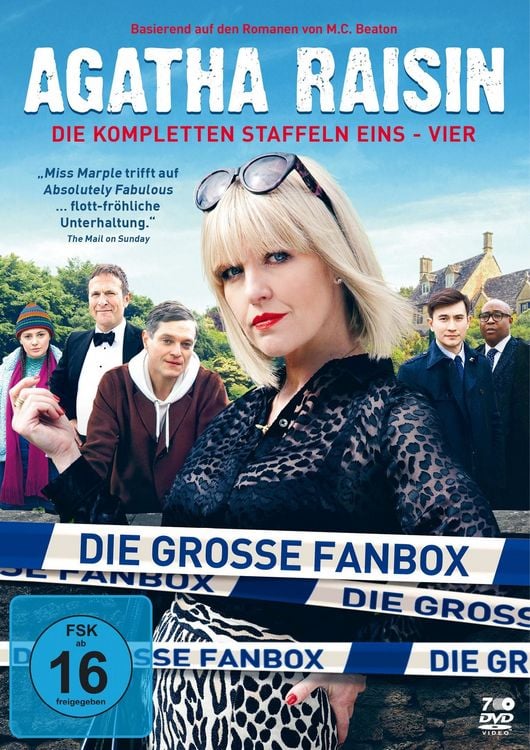 Produktbild: Agatha Raisin - Die gro&szlig;e Fanbox mit den Staffeln 1-4 - In limitierter Erstauflage inkl. 4-teiligen-Postkartenset [9 DVDs]