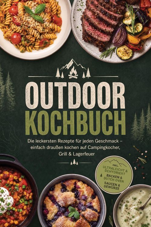 Produktbild: Outdoor Kochbuch: Die leckersten Rezepte f&uuml;r jeden Geschmack - einfach drau&szlig;en kochen auf Campingkocher, Grill & Lagerfeuer - inkl. Ultraleicht & Dehy