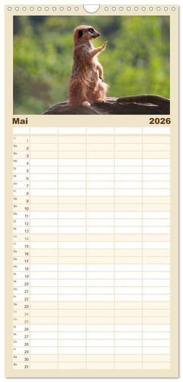 Produktbild: Familienplaner 2026 - Erdm&auml;nnchen mit 5 Spalten (Wandkalender, 21 x 45 cm) CALVENDO