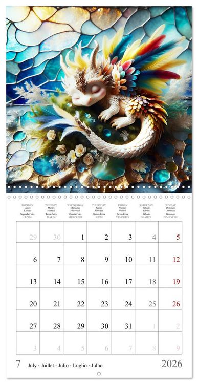 Produktbild: De jolis b&eacute;b&eacute;s dragons (Calendrier mural carr&eacute; 2026 30x30 cm) Calendrier double avec une page pour vos prises de notes
