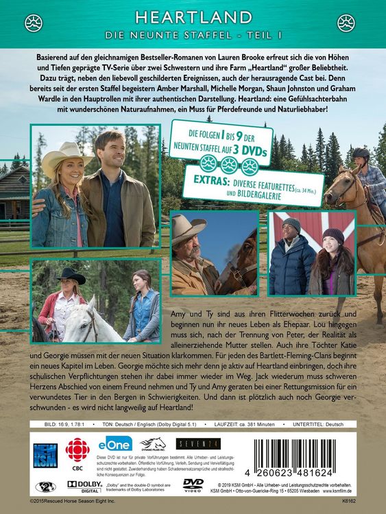 Produktbild: Heartland - Paradies f&uuml;r Pferde: Staffel 9.1 (Episode 1-9) [3 DVDs]