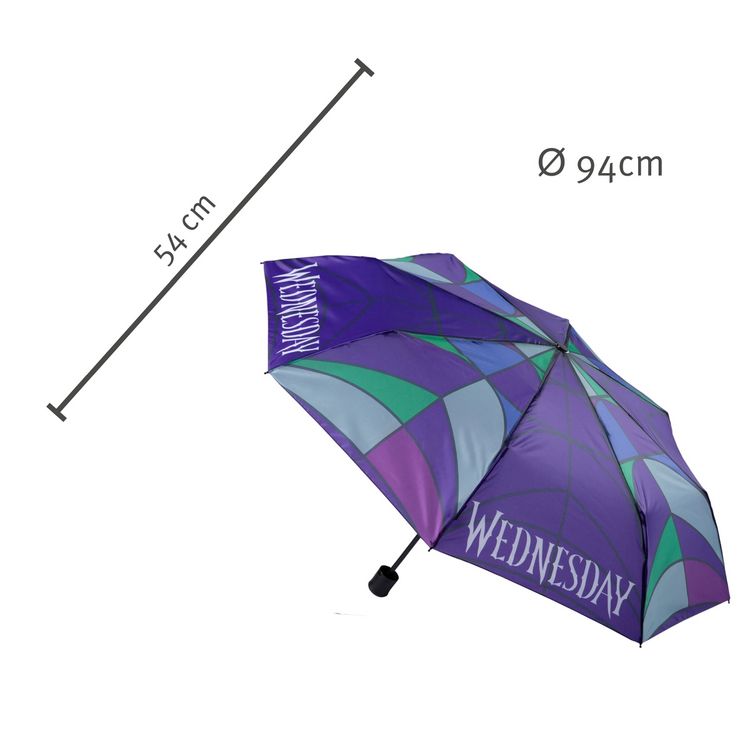 Produktbild: Undercover Regenschirm faltbarer Regenschirm Wednesday, Taschenschirm mit Schutzh&uuml;lle, 94 cm Durchmesser, ideal f&uuml;r Kinderh&auml;nde
