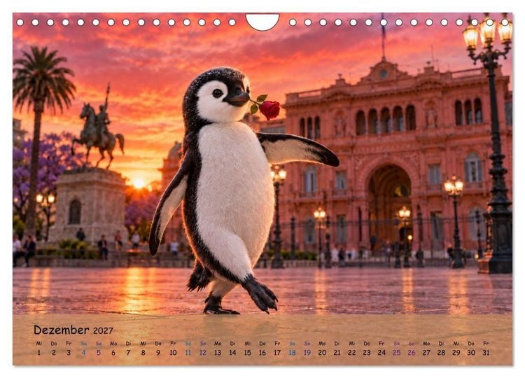 Produktbild: Pinguins gro&szlig;e Weltreise (Wandkalender 2027 DIN A4 quer), CALVENDO Monatskalender