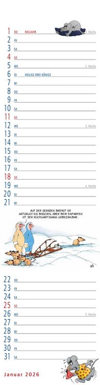 Produktbild: Uli Stein Streifenkalender 2026: Monatskalender für die Wand