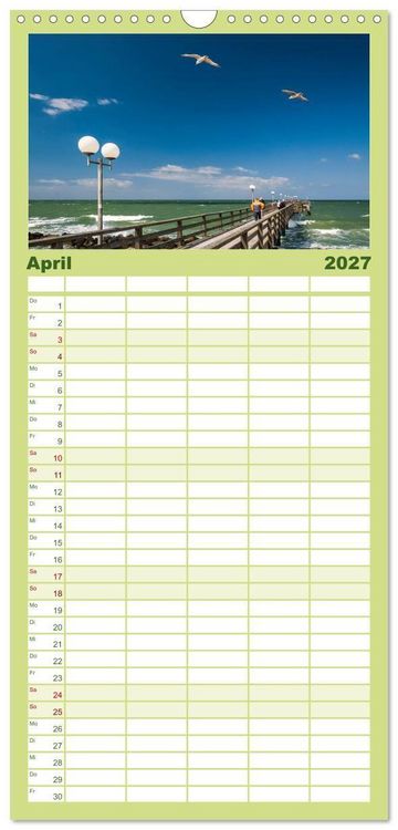 Produktbild: Familienplaner 2027 - Ostsee, Fischland-Dar&szlig; mit 5 Spalten (Wandkalender, 21 x 45 cm) CALVENDO
