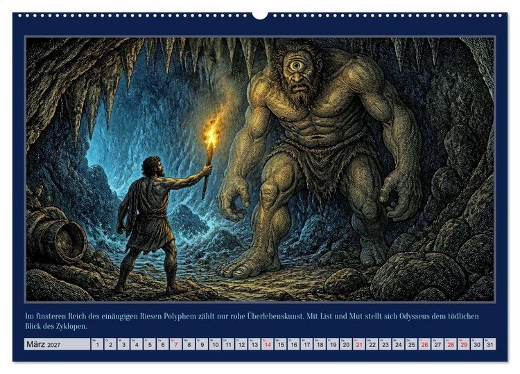 Produktbild: Gegen Sturm und G&ouml;tter: Die Heimkehr des Odysseus (Wandkalender 2027 DIN A2 quer), CALVENDO Monatskalender