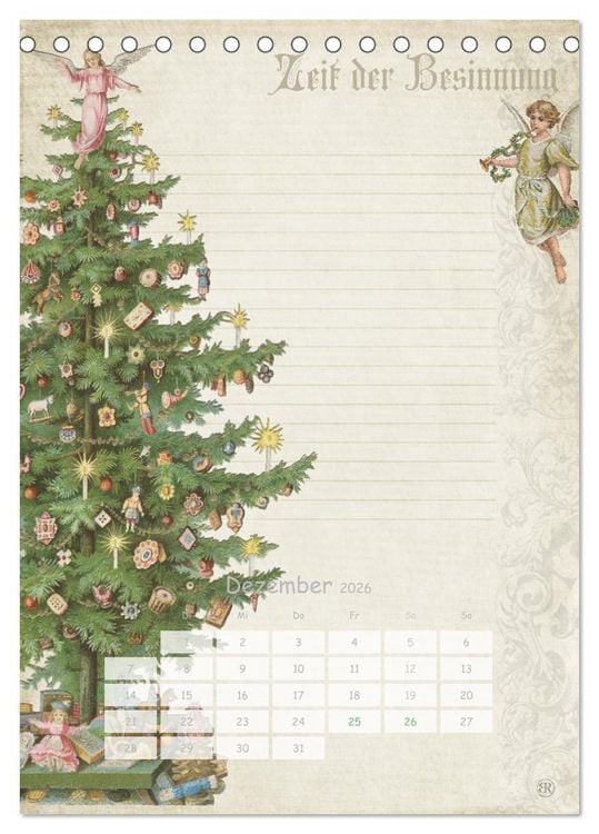 Produktbild: Nostalgie-Jahr, Motive aus alten Poesiealben (Tischkalender 2026 DIN A5 hoch), CALVENDO Monatskalender