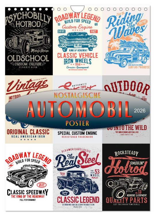 Produktbild: Automobile - nostalgische Poster (Wandkalender 2026 DIN A4 hoch), CALVENDO Monatskalender