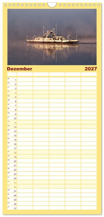 Produktbild: Familienplaner 2027 - Flusslandschaft Elbe mit 5 Spalten (Wandkalender, 21 x 45 cm) CALVENDO