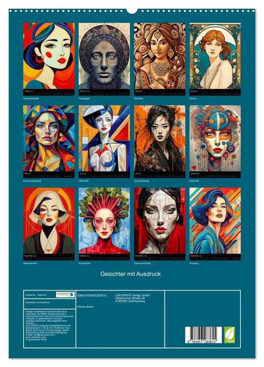 Produktbild: Gesichter mit Ausdruck (hochwertiger Premium Wandkalender 2026 DIN A2 hoch), Kunstdruck in Hochglanz