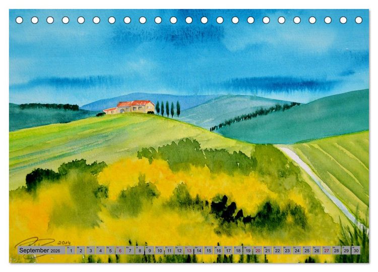 Produktbild: Toskana Aquarelle (Tischkalender 2026 DIN A5 quer), CALVENDO Monatskalender