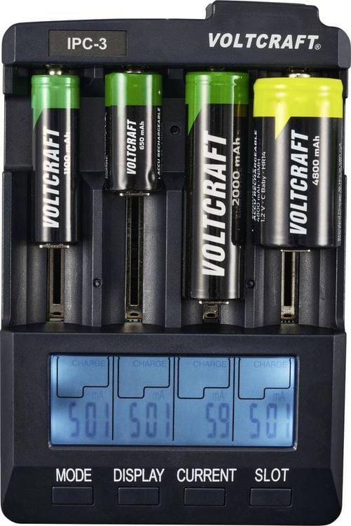 Produktbild: VOLTCRAFT IPC-3 Rundzellen-Ladeger&auml;t LiIon, NiCd, NiMH 10440, 14500, 16340, 16650, 17355, 17500, 17670, 18490, 18500, 18650