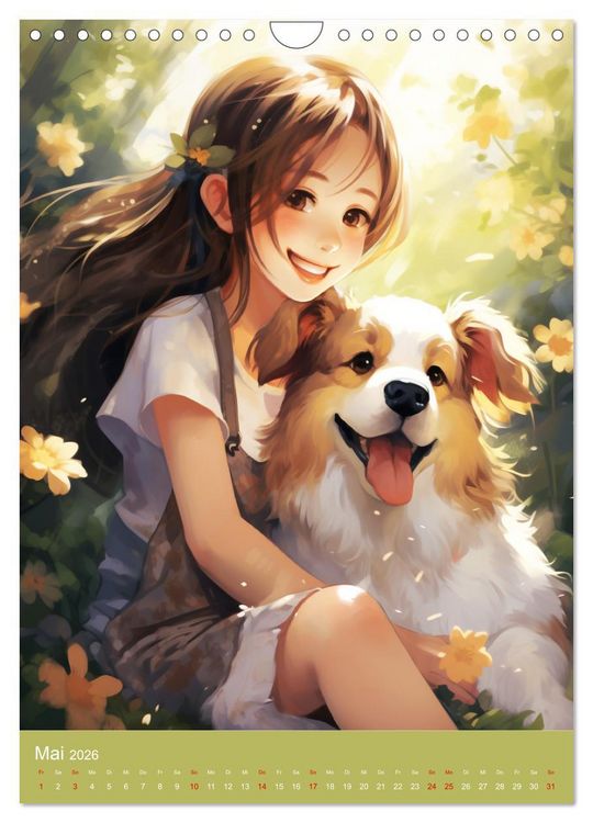 Produktbild: Ein Jahr voller Liebe. Manga-M&auml;dchen und ihre treuen Gef&auml;hrten (Wandkalender 2026 DIN A4 hoch), CALVENDO Monatskalender