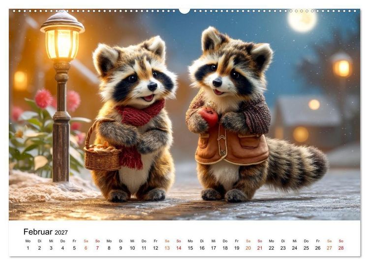 Produktbild: Waschb&auml;ren - Klein. Knuddelig. Herzerw&auml;rmend. (Wandkalender 2027 DIN A2 quer), CALVENDO Monatskalender