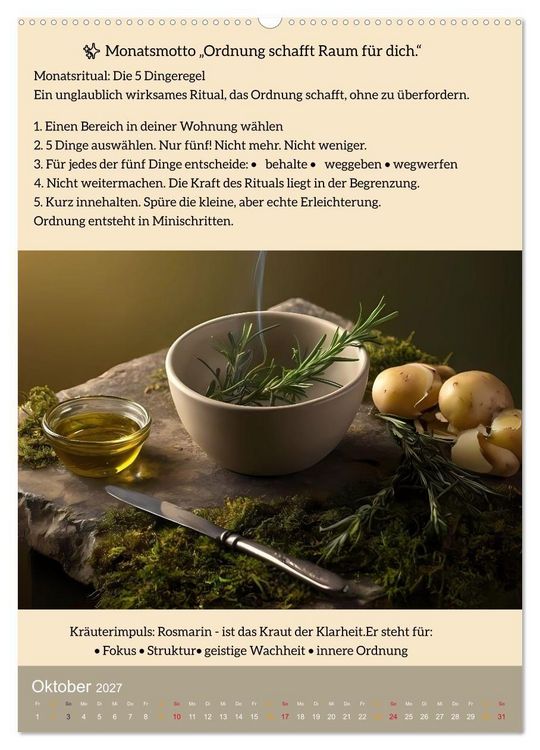 Produktbild: ALLTAGSMAGIE Ein Jahr voller kleiner Rituale (hochwertiger Premium Wandkalender 2027 DIN A2 hoch), Kunstdruck in Hochglanz