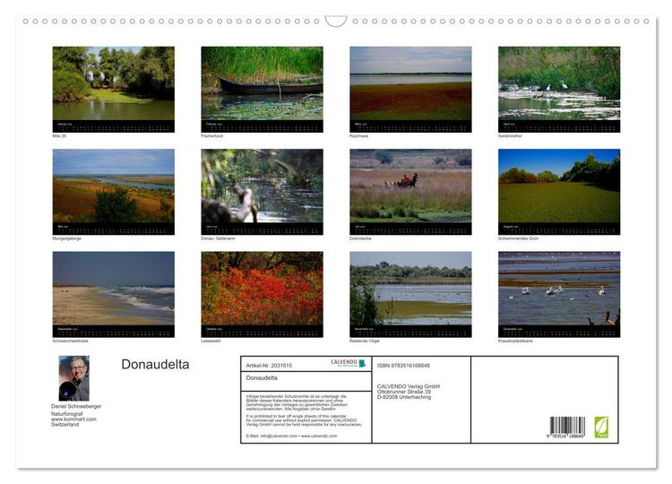 Produktbild: Donaudelta (Wandkalender 2026 DIN A2 quer), CALVENDO Monatskalender