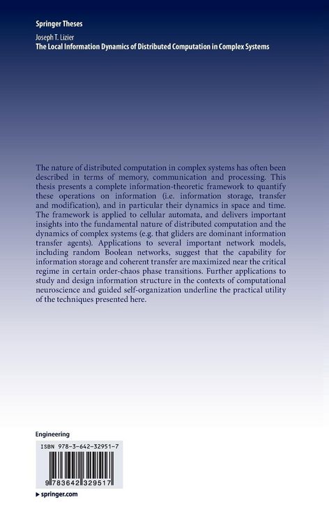 Produktbild: The Local Information Dynamics of Distributed Computation in Complex Systems