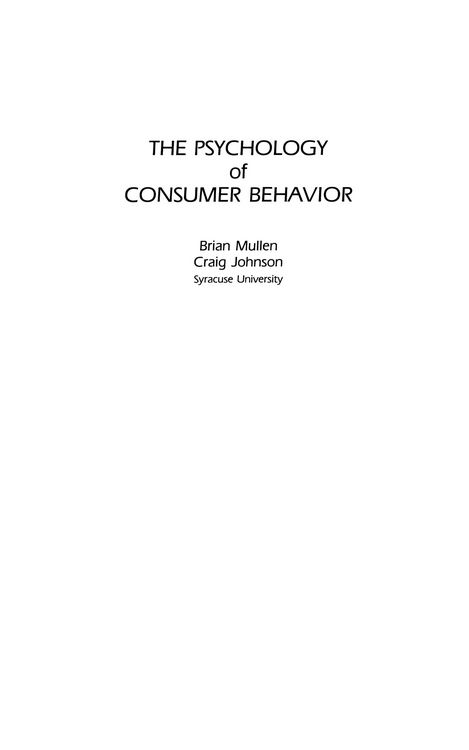 Produktbild: The Psychology of Consumer Behavior