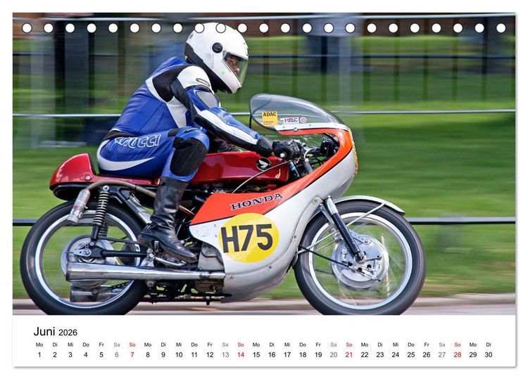 Produktbild: Faszination Oldtimer Motorrad - Momentaufnahmen von Hamburger Stadtparkrennen (Tischkalender 2026 DIN A5 quer), CALVENDO Monatskalender
