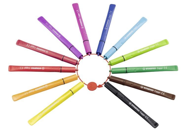 Produktbild: STABILO Filzstift mit Kappenring -   Cappi - 12er Pack - mit 12 verschiedenen Farben